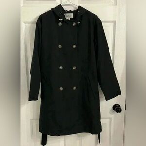 L.L. Bean Black Hooded Trench Coat Women’s Large